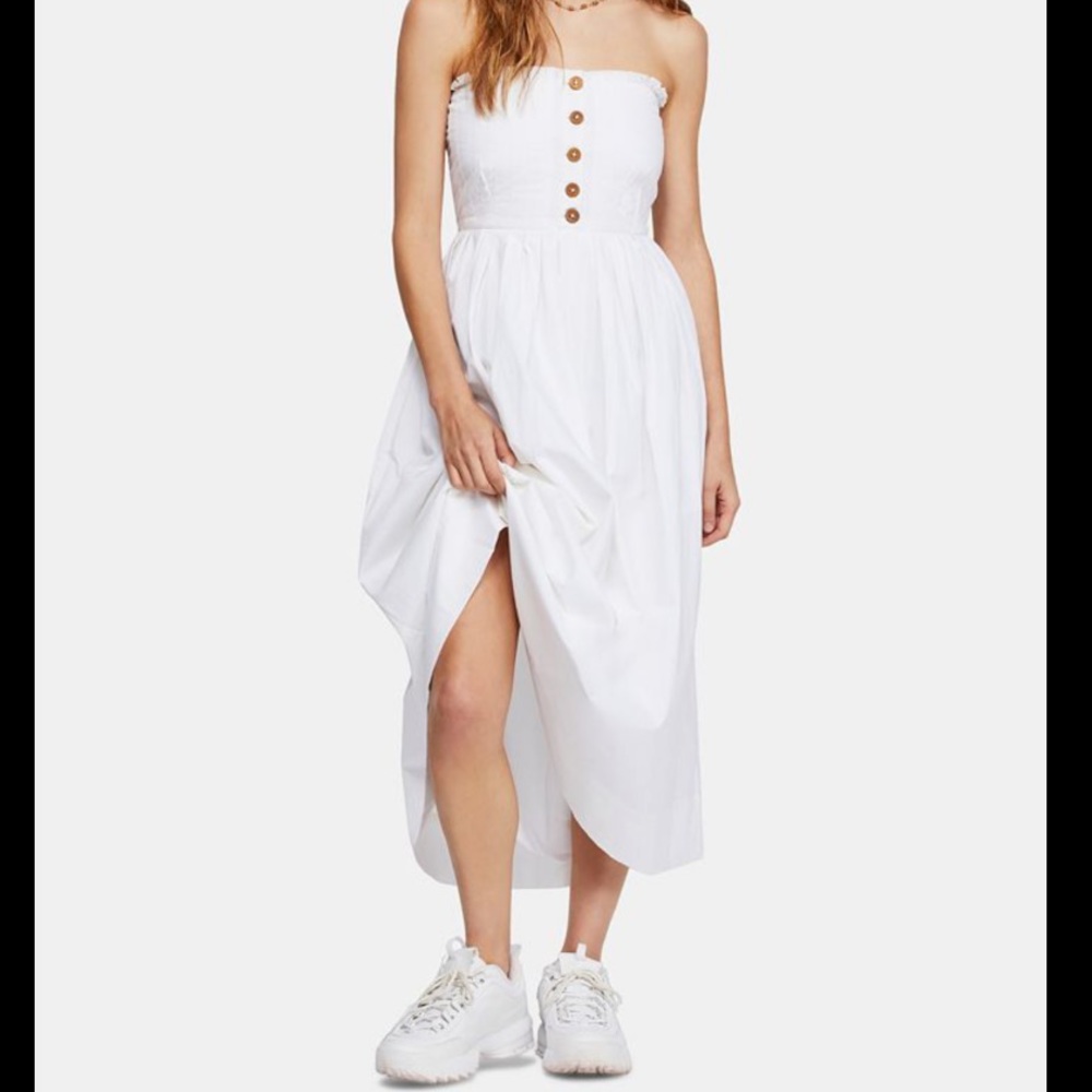 NWOT Free People White Strapless Midi Dress